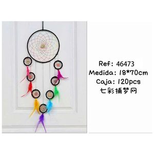 Acchiappasogni 18x70cm con Piume Arcobaleno, Decorazione da Parete per la Casa - Product Image 2