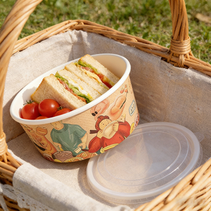 وعاء غداء ورقي صديق للبيئة قابل للتخصيص، حاوية مقاومة للماء للسلطة والحساء والوجبات الخفيفة والبيتزا والسندويتشات وطعام الحيوانات الأليفة والسوشي والكعك - Product Image 4