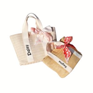 Bolsas de Paja para Damas de Honor con Nombre Personalizado, Colores Variados, Bolsos de Playa para Viajes de Chicas, Recuerdos para Despedidas de Soltera - Product Image 3