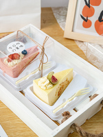 Boîte d'emballage blister transparente jetable pour gâteau mousse, design triangulaire épaissi, fourchette pour nouilles, gelées, desserts