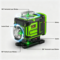 Nouvelle Arrivée Niveau Laser Numérique Portable Industriel Multifonctionnel 4D 16 Lignes Vertes Haute Puissance pour Carrelage