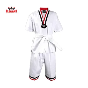 100% Katoen Taekwondo Uniformen Volwassen Kinderen Witte Lange Mouw Uniform Taekwondo Tkd Suits Training