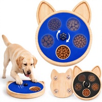 Planche à gratter en bois pour chiens 3-en-1 : Jouet de puzzle rotatif, boîte à friandises et distributeur lent interactif avec ventouses