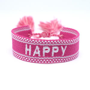 Pulsera de <span class=keywords><strong>la</strong></span> <span class=keywords><strong>amistad</strong></span> con letras bordadas para parejas, brazalete bohemio multicolor, ajustable, para el Día de San Valentín - Product Image 2