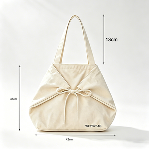 Custom Logo <strong>Women</strong> <strong>Canvas</strong> <strong>Tote</strong> <strong>Bag</strong> Large Capacity Elegant Bow Knot Cotton <strong>Canvas</strong> Handbags Foldable Eco Friendly Shopping <strong>Bag</strong> - Product Image 6