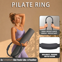 Kit d'entraînement tendance pour la maison : Tapis de yoga en silicone écologique, anneau de Pilates et bande de résistance pour femmes – Exercice aérobie