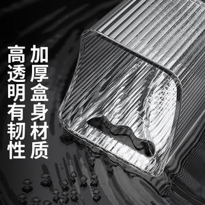 Caja de almacenamiento rectangular transparente para escritorio con diseño de rayas, fácil de limpiar, soporte para cepillos de dientes para baño, tamaño grande, 110g - Product Image 3