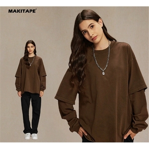 QD2163 T-shirt vintage surdimensionné en coton 100% de haute qualité pour homme, lavage à l'acide, streetwear, manches régulières, deux pièces, faux - Product Image 3