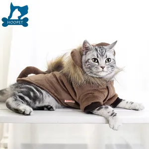 Animais de estimação roupas gato kitty 2 pernas roupa interessante engraçado leão de pelúcia gatos roupas de inverno casacos de estilo fabricante