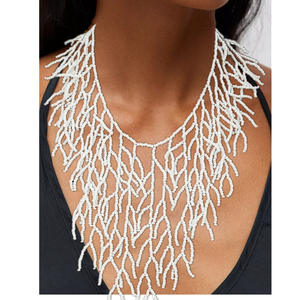 Fashion desain karang pesta Bohemia buatan tangan putih kerah biji manik-manik manik-manik Bib kalung Chunky untuk wanita - Product Image 4