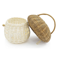 Panier de rangement en rotin tressé en forme de champignon, fait main, écologique, avec couvercle, pour la décoration de la chambre d'enfant, cadeau, vente en gros