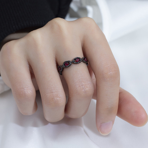 Messi Jewelry MSR-1788 9K Gold Round Cut Fashion <b>Ring</b> <b>Black</b> rhodium plating Sapphire Gemstone <b>Ring</b> - Product Image 6