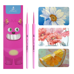 Set di 5 <span class=keywords><strong>Pennelli</strong></span> Professionali Anti-Sfaldamento con Manico Rosa e Setole in Nylon Bianco a Punta Fine <span class=keywords><strong>per</strong></span> Dettagli, <span class=keywords><strong>Acquerello</strong></span> e Pittura a Uovo - Product Image 5