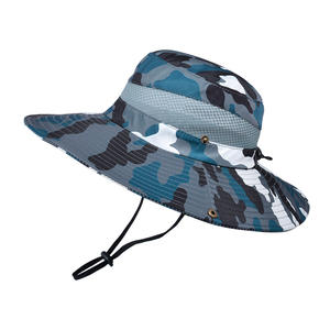 Vente en gros Chapeau d'extérieur décontracté Jungle à bords ronds en <span class=keywords><strong>filet</strong></span> Chapeau <span class=keywords><strong>de</strong></span> randonnée et <span class=keywords><strong>de</strong></span> pêche Chapeau <span class=keywords><strong>de</strong></span> pêcheur avec crème solaire camouflage - Product Image 5