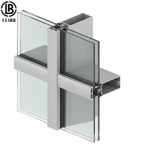 Muro cortina marco invisible de aluminio, fachada de muro cortina de aluminio acristalamiento, perfil de aluminio de muro cortina de vidrio de fabricantes