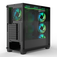 Casing PC Gaming Merek Ternama Laris Manis Panel Kaca Tempered Full View Casing Komputer Desktop Kipas RGB Casing ATX Kabinet PC