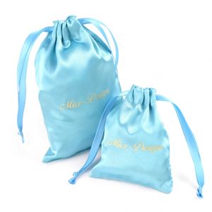 Nouvelle pochette en satin de soie avec cordon de serrage pour bijoux, emballage cadeau, pochette cosmétique, sac à cheveux en satin doux avec cordon de serrage - Product Image 3