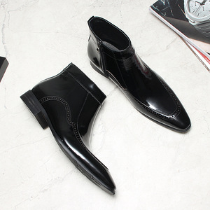 Bottes d'affaires pour hommes en cuir véritable de luxe, automne-hiver, à lacets, respirantes, semelle extérieure en caoutchouc - Product Image 3