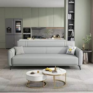 Modern Cat Scratch Resistant Leather Convertible <b>Sofa</b> Bed, 3-Seater <b>Sleeper</b> Couch - Product Image 2