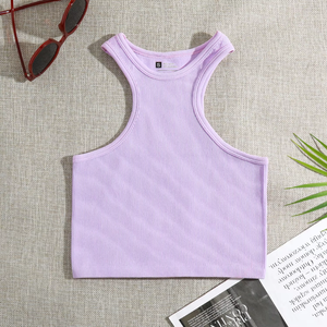 ODM OEM <span class=keywords><strong>v</strong></span>êtements Logo personnalisé femmes débardeur graphique en gros vierge dames <span class=keywords><strong>blanc</strong></span> noir uni basique tricot côtelé haut débardeur - Product Image 6