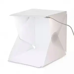 Mini caja difusora plegable portátil para estudio fotográfico, caja de luz blanca y negra con 2 luces LED, 20cm, venta al por mayor