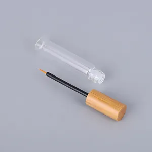 Botella de tubo de vidrio para base de maquillaje, botella con tapa de bambú para labios brillantes, máscara, tubo corrector, delineador de ojos, 10ml