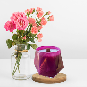 Vela perfumada con aroma a rosa de No Label Candle Company, 16 oz, mecha de madera, hecha a mano, cera de soja y coco totalmente natural, forma de flor, decoración para el hogar - Product Image 2