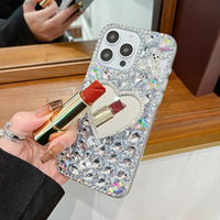 Coque de protection pour iPhone en forme de cœur avec pierres précieuses, compatible tous modèles 18 17 Pro Max, coque entièrement ornée de diamants 16 15 14 13, pour femme