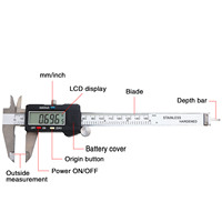 Calibrador Digital de Acero Inoxidable Endurecido Boasta Jewelry, Herramienta de Medición Vernier con Pantalla LCD en mm y Pulgadas, 0-150 mm con Medidor de Profundidad