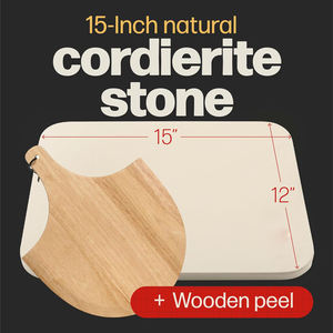 <span class=keywords><strong>Pierre</strong></span> à <span class=keywords><strong>pizza</strong></span> rectangulaire surdimensionnée de 15x12 pouces-<span class=keywords><strong>Pierre</strong></span> de cuisson en cordiérite durable avec pelure en bois gratuite pour four et gril - Product Image 2