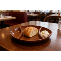 Plateau de service commercial multi-compartiments Sun Sing pour restauration rapide, design divisé, pour sauces dim sum, qualité professionnelle, marron foncé