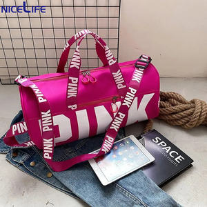 Großhandel Luxus Maßgefertigte Damen Reisetasche Unisex Nylon Seesack Gepäck Wasserdicht Reißverschluss Große Größe Pink Designer Logo Mode - Product Image 3