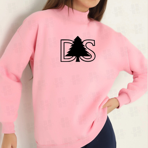 Wholesale Fashion Mockneck Jumpers <b>Top</b> Hot Sale High Quality Cotton Pink Custom Women Drop Shoulder <b>Mock</b> <b>Neck</b> Sweatshirt 380 GSM - Product Image 2