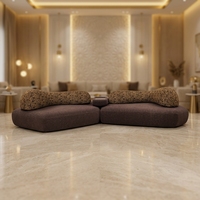 Canapé italien minimaliste de forme irrégulière à une place avec tissu tricoté 5D et structure en bois massif pour appartement et hôtel