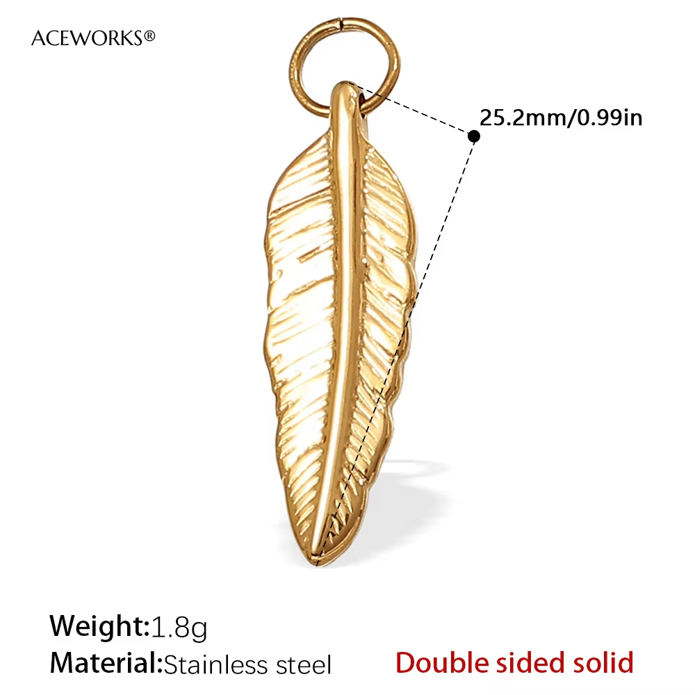 Pj440g double-sided Feather charm