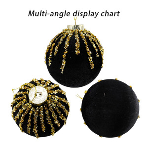 Boules <span class=keywords><strong>de</strong></span> Noël, décorations d'arbre <span class=keywords><strong>de</strong></span> Noël noires <span class=keywords><strong>et</strong></span> dorées, ornements rustiques en ficelle <span class=keywords><strong>de</strong></span> jute en soie incassable, ficelle dorée - Product Image 6