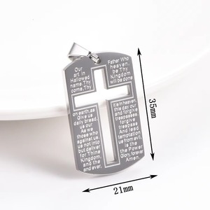 Collana con ciondolo a croce cava religiosa, in acciaio inossidabile, con versetto biblico della Preghiera <span class=keywords><strong>del</strong></span> Signore, regalo per uomini e ragazzi - Product Image 3