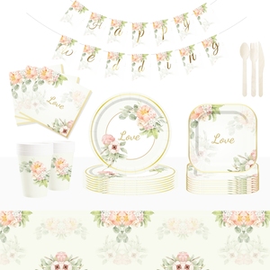 DAMAI, platos y servilletas para fiesta de despedida de soltera, juego de vajilla para fiesta de Sr. y Sra., decoraciones de boda de compromiso, favores para cumpleaños - Product Image 2