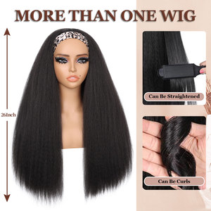[Stock transfrontalier disponible] Perruque européenne en <span class=keywords><strong>cheveux</strong></span> synthétiques Yaki lisses en soie glacée, fabriquée à la machine, résistante à la chaleur, pour le commerce extérieur - Product Image 3