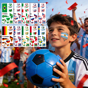 Tatouages temporaires de drapeaux nationaux de la Coupe du monde 2026, 32 équipes pour les fans de football, fête, événement sportif, imperméables, sans danger pour la peau, application rapide - Product Image 1