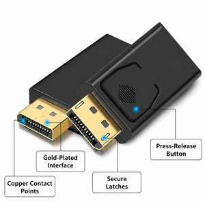 Adaptateur <span class=keywords><strong>DisplayPort</strong></span> vers HDMI 4K 60Hz plaqué or, <span class=keywords><strong>dongle</strong></span> DP mâle vers HDMI femelle pour moniteur, projecteur 4K Home Cinéma - Product Image 3