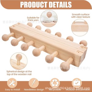 Outil de tricotage en bois carré, taille réglable, pour écharpe, couverture, cardigan, tissage, en pin, couleur naturelle, style simple - Product Image 5