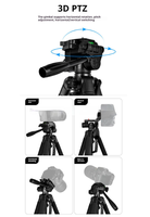 Trépied professionnel en métal réglable avec verrouillage à bascule - Étanche et antichoc Portable pour appareil photo de téléphone portable et utilisation en selfie