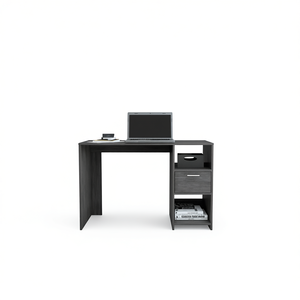 DEPOT E-SHOP Scrivania per computer Naxos con 1 cassetto e 2 ripiani aperti, in rovere fumé, per ufficio domestico - Product Image 1