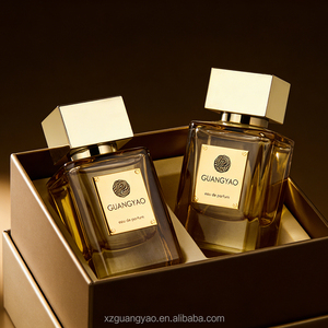 Flacon de parfum en verre transparent personnalisé de <span class=keywords><strong>luxe</strong></span>, brun <span class=keywords><strong>champagne</strong></span>, 30 ml, 50 ml, avec couvercle carré doré et emballage cadeau - Product Image 6
