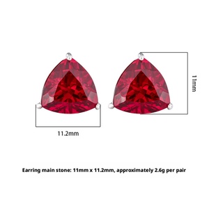 Fashion Jewelry Eco-friendly Copper Three Claws <b>Set</b> 10*10mm Red Zircon Geometric Triangle <b>Stud</b> <b>Earrings</b> for Refined Daily Wear - Product Image 2