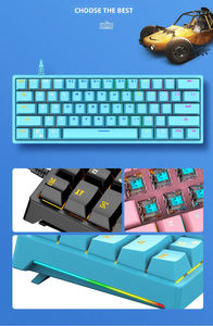 Fashion 61 Key Mechanical <b>Keyboard</b> 60% RGB LED Backlit Gamer <b>Keyboard</b> Wired Ergonomic <b>Mini</b> Game <b>Keyboard</b> - Product Image 4