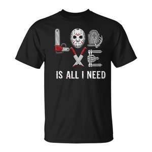 T-shirt à manches courtes pour femme avec motif d'horreur d'Halloween Love Is All I Need - Product Image 1
