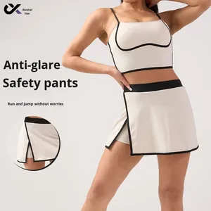 Artı boyutu kadınlar için hafif Yoga kıyafeti 2-Piece Set elastik bel Yoga koşu spor üst yelek rahat A-Line Yoga etek - Product Image 3