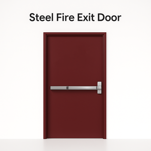 Puerta Cortafuego de Acero Roja con Certificación UL <span class=keywords><strong>Boris</strong></span>, Puerta de Salida de Emergencia de Metal Hueco con Barra Antipánico para Edificios Comerciales, Resistencia al Fuego de 120 Minutos - Product Image 2